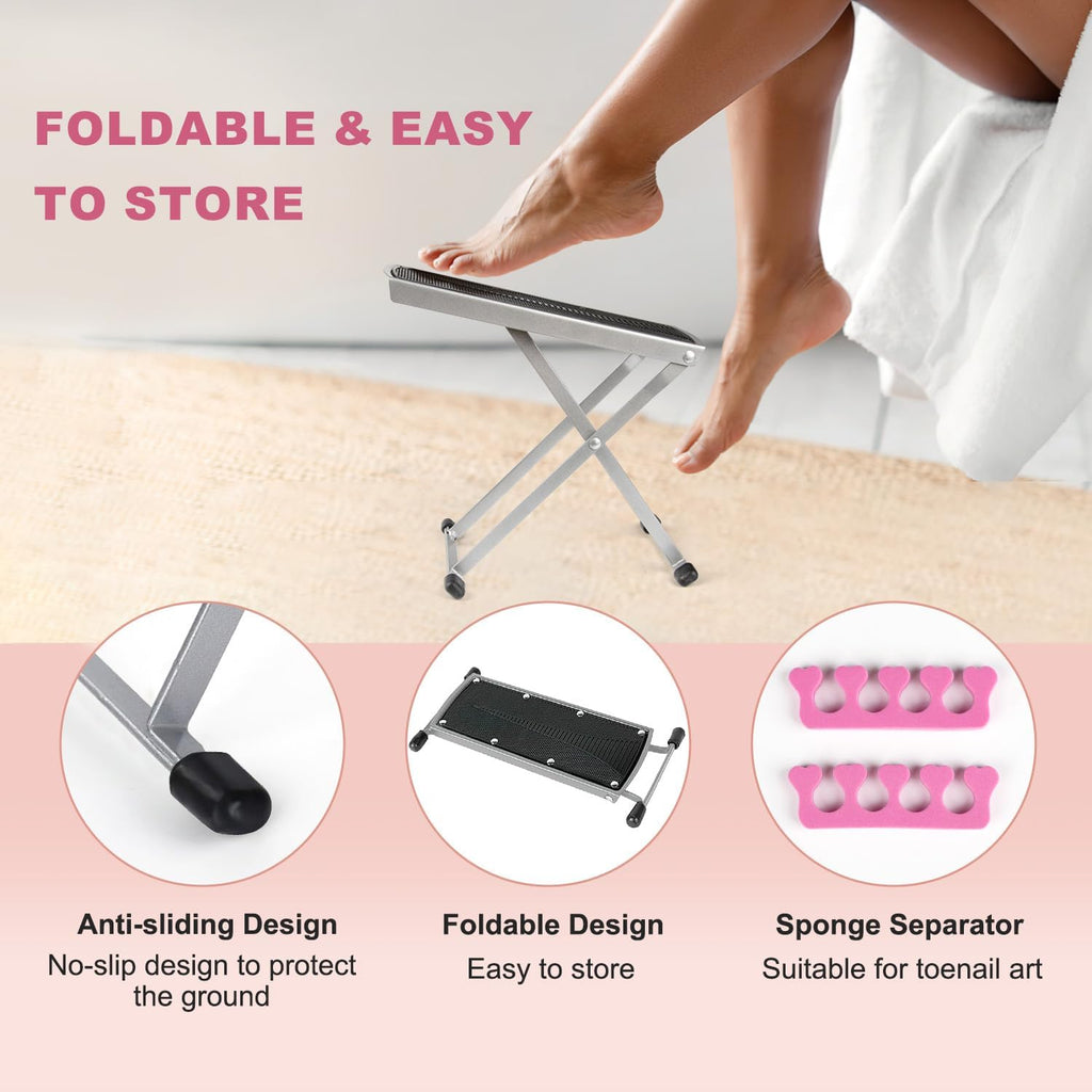 

Stable Pedicure Foot Rest with Rubberized Anti-Slip Legs