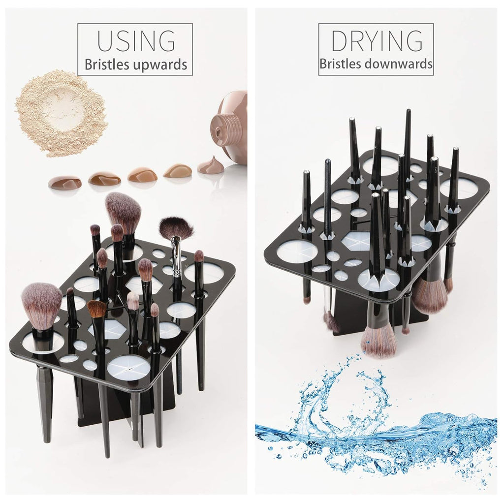 26/28 Slot Makeup Brush Drying Rack – Collapsible Acrylic Brush Holder Stand